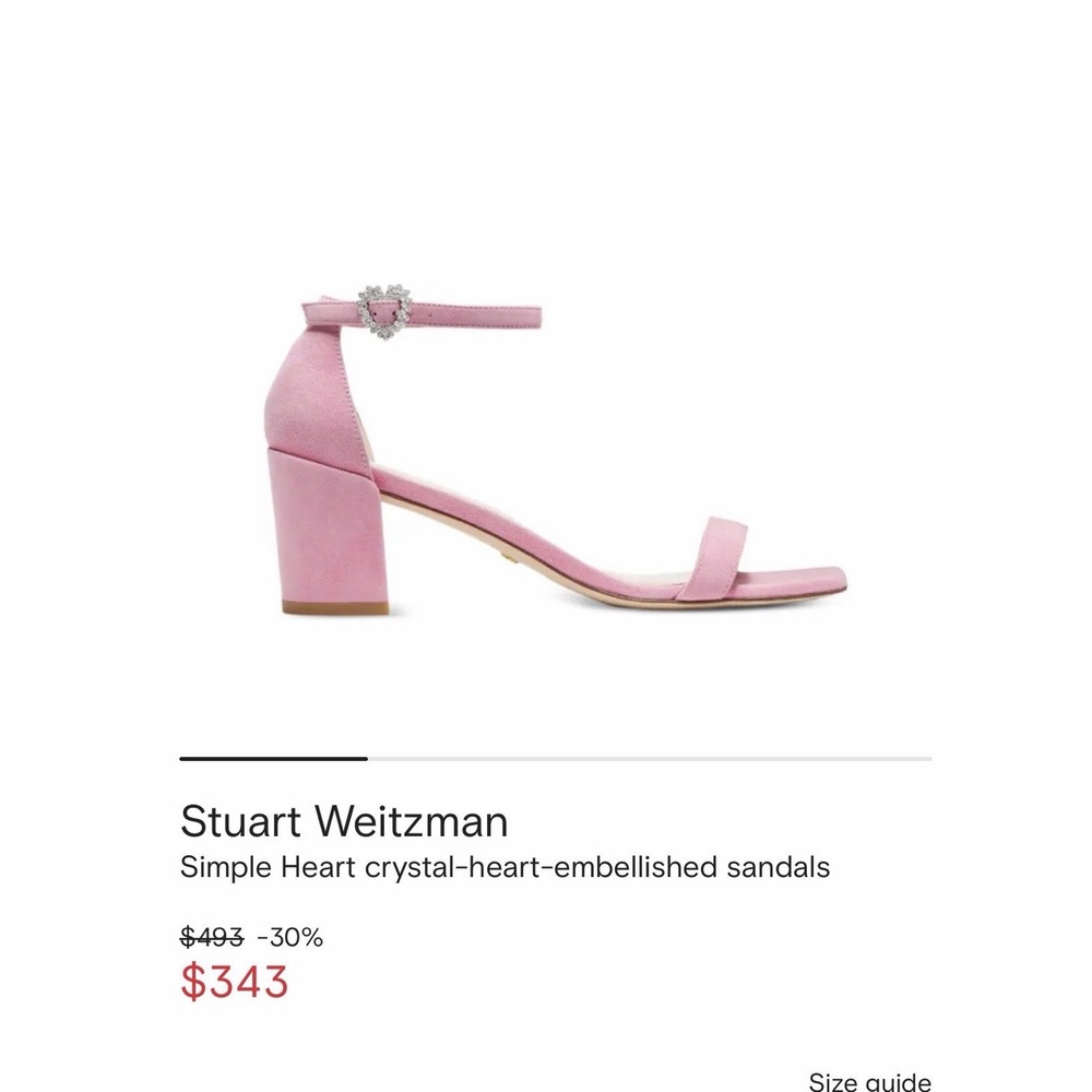 Limited‎ Edition Stuart Weitzman Simple Heart Sandals Suede Pink Size 9